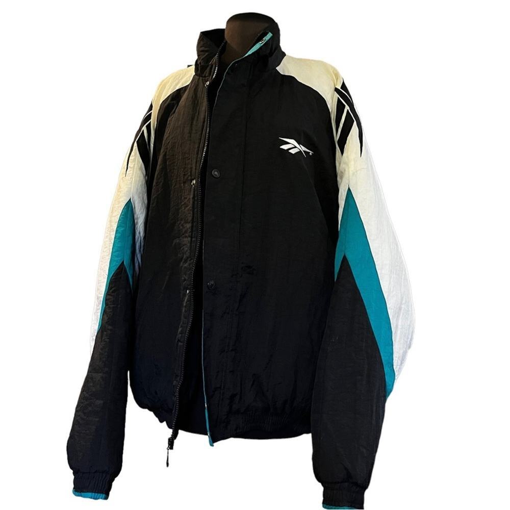 Vtg 90s Reebok Sporty Nylon Oversized Retro Blokecore Colorblock Coat Mens XL